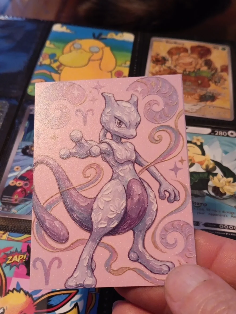 Mewtwo Pokémon Art Card - Pink Shimmer